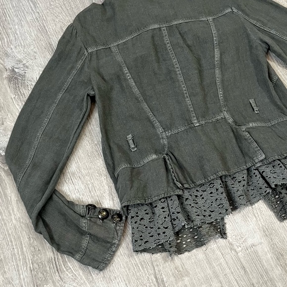 Free People XS Green Emilia Utility Military Blazer Jacket Urban Outfitters - Picture 13 of 15
